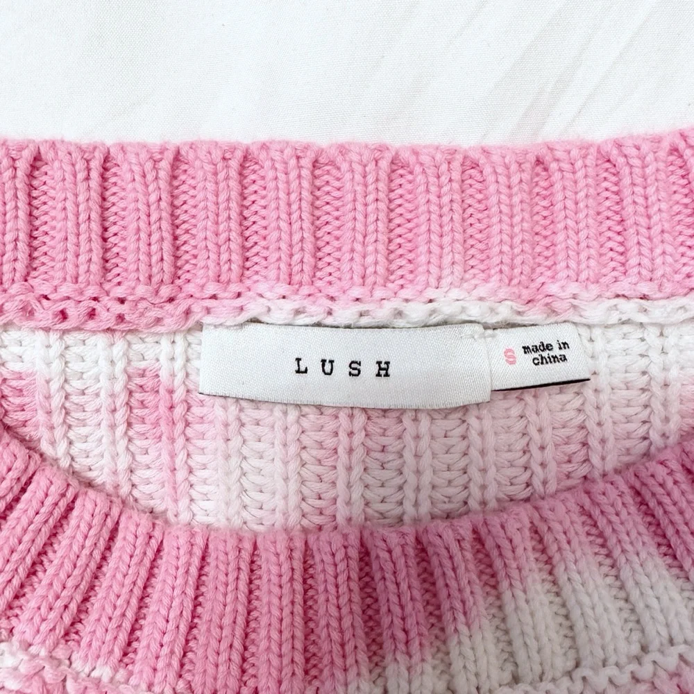 Lush Pink and White Tie-Dye Sweater Size Small - Picture 3 of 4